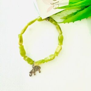 Chavez for Charity Elephant Green Beaded Stretch Bracelet